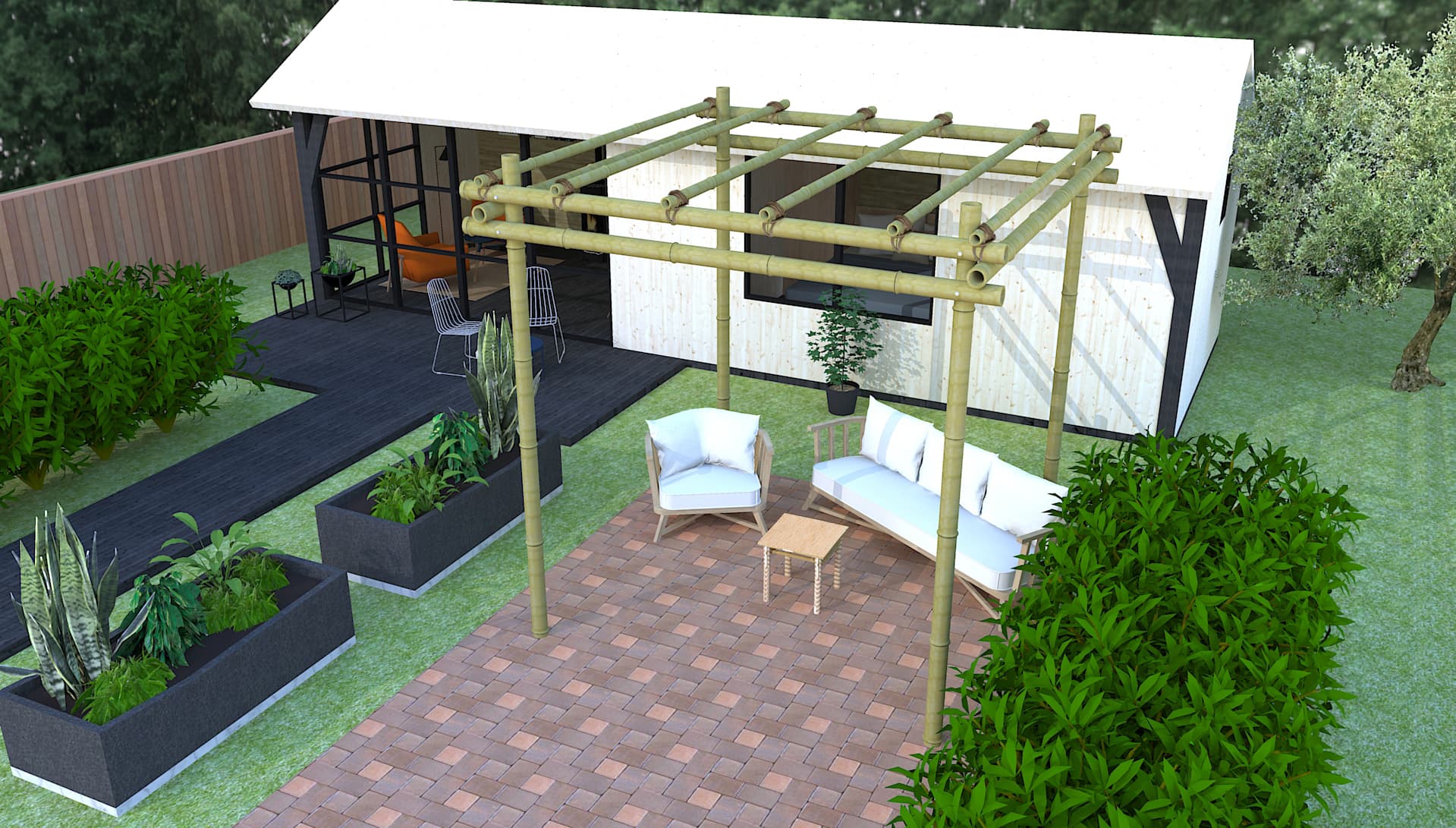 Bamboe pergola 300 cm x 300 cm