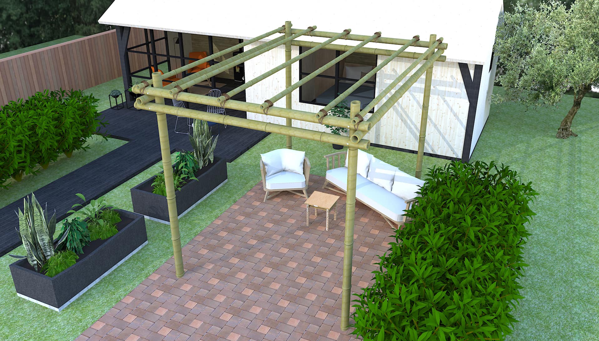 Bamboe pergola 400 cm x 300 cm